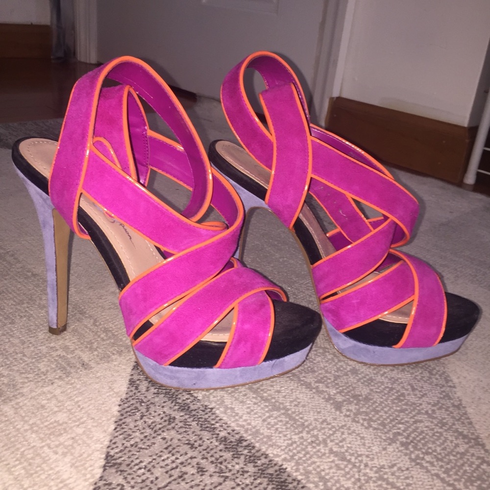 Jessica Simpson colorful platform heels